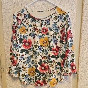 Van HEUSEN Floral Print Blouse with Red, Yellow, and Blue